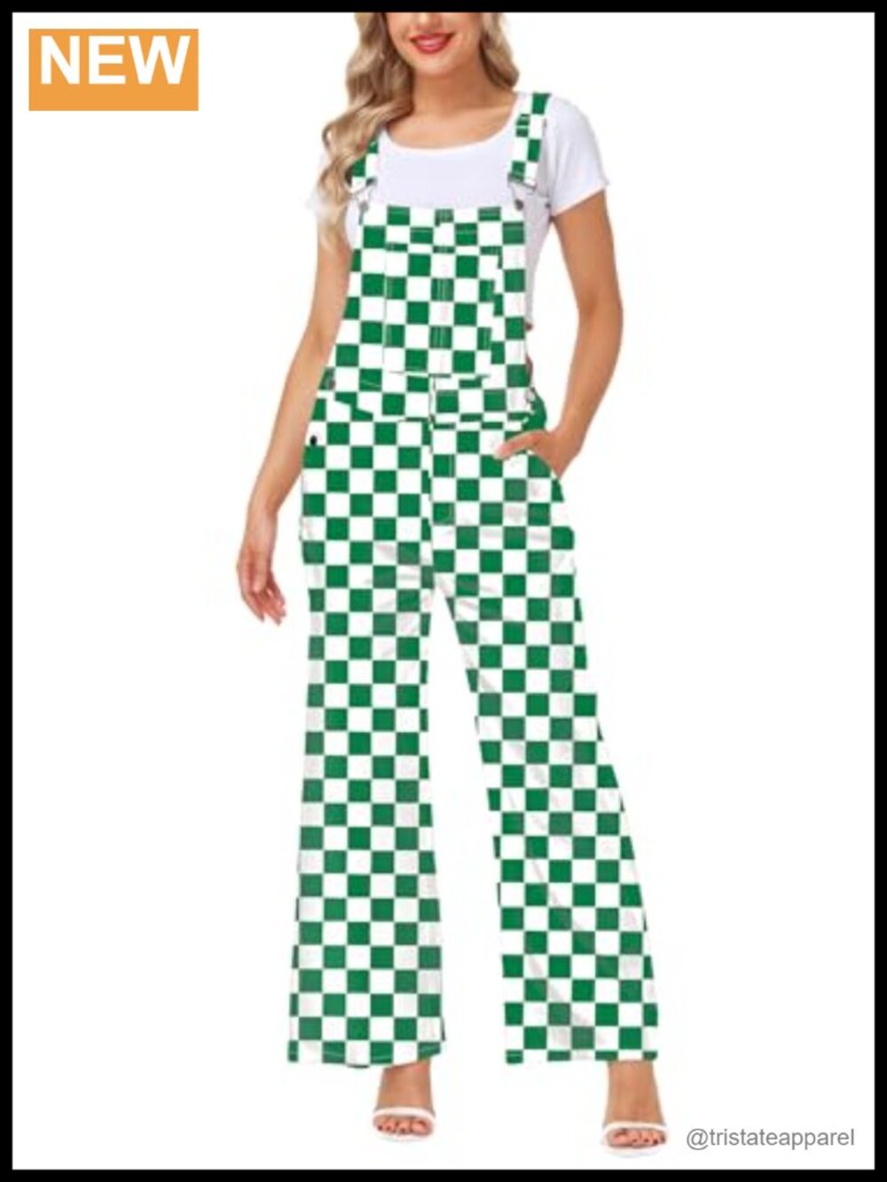 Womens Checkered Denim Bib Overalls Wide Leg Stretch Cotton Jean Jumpsuit